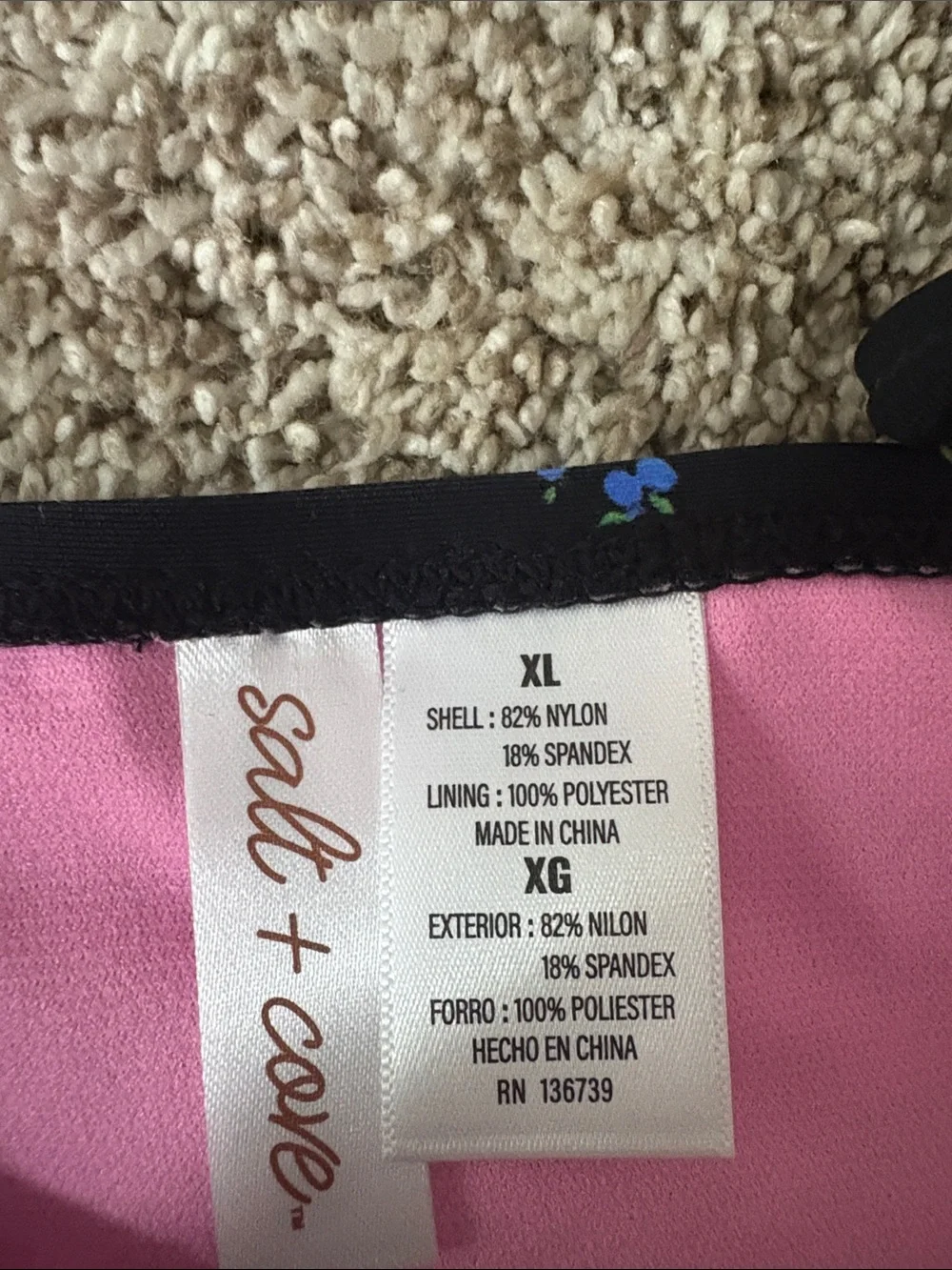 Tie-Side Floral Bikini Bottoms - Black & Pink
